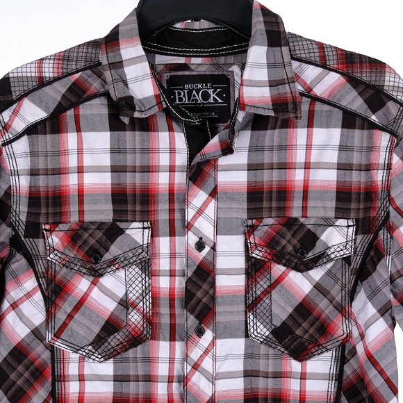 Buckle Black Men's Standard Fit Button Front Medium - Picture 2 of 6